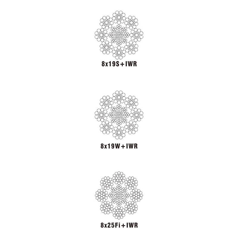 电梯用钢丝绳-8x19S+IWR, 8x19W+IWR, 8x25Fi+IWR