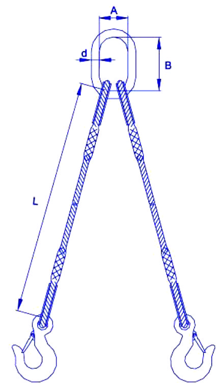 TWO LEGS SPLICED WIRE ROPE SLING