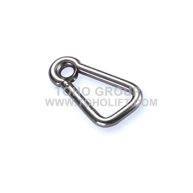 Oblique Angle Snap Hook with Eye, Stainless Steel MATERIAL: AISI304 AISI316